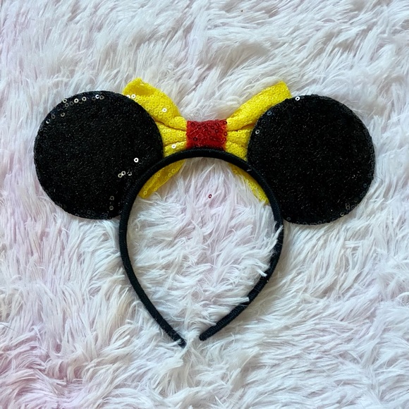 Disney Sequins Black & Yellow Mickey Mouse Ears Headband - Picture 4 of 4